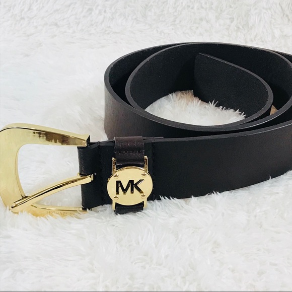 MICHAEL Michael Kors Accessories - Michael Kors Brown Leather Belt With Gold Logo